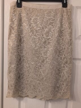 New York & Company Cream Lace Skirt